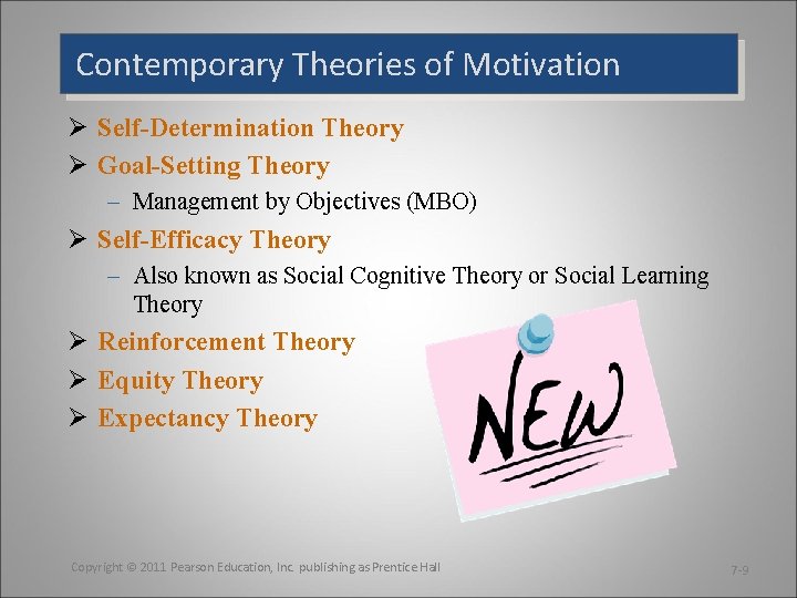 Contemporary Theories of Motivation Ø Self-Determination Theory Ø Goal-Setting Theory – Management by Objectives