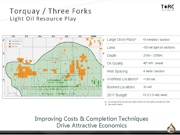 Torquay / Three Forks Light Oil Resource Play Large Oil-in-Place 1 >5 mmbbls /