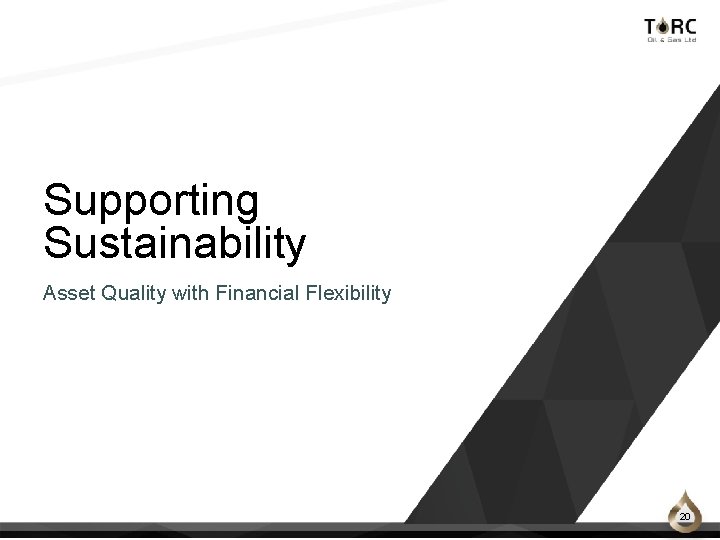 Supporting Sustainability Asset Quality with Financial Flexibility 20 