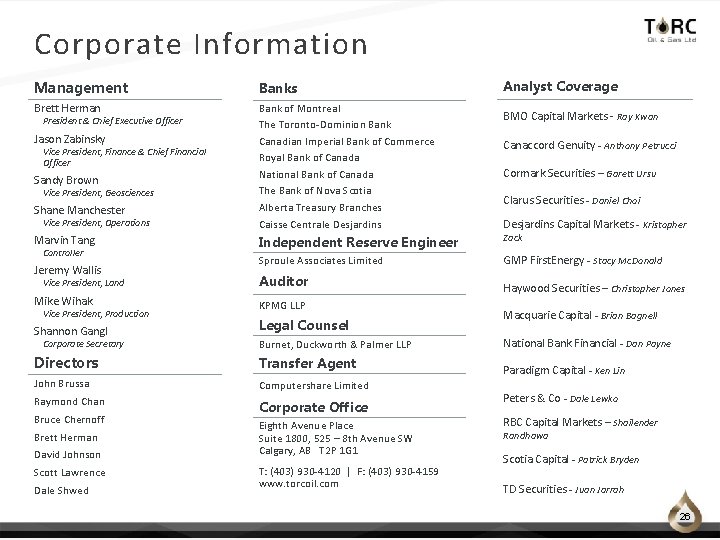 Corporate Information Management Banks Brett Herman Bank of Montreal The Toronto‐Dominion Bank Canadian Imperial