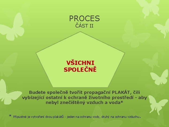 PROCES ČÁST II VŠICHNI SPOLEČNĚ Budete společně tvořit propagační PLAKÁT, čili vybízející ostatní k