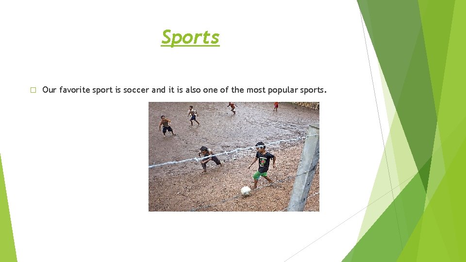 Sports � Our favorite sport is soccer and it is also one of the