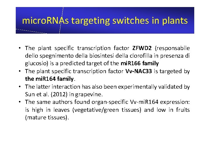 micro. RNAs targeting switches in plants • The plant specific transcription factor ZFWD 2
