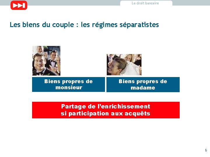 Le droit bancaire Les biens du couple : les régimes séparatistes Biens propres de