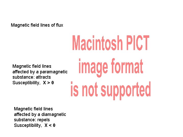 Magnetic field lines of flux Magnetic field lines affected by a paramagnetic substance: attracts