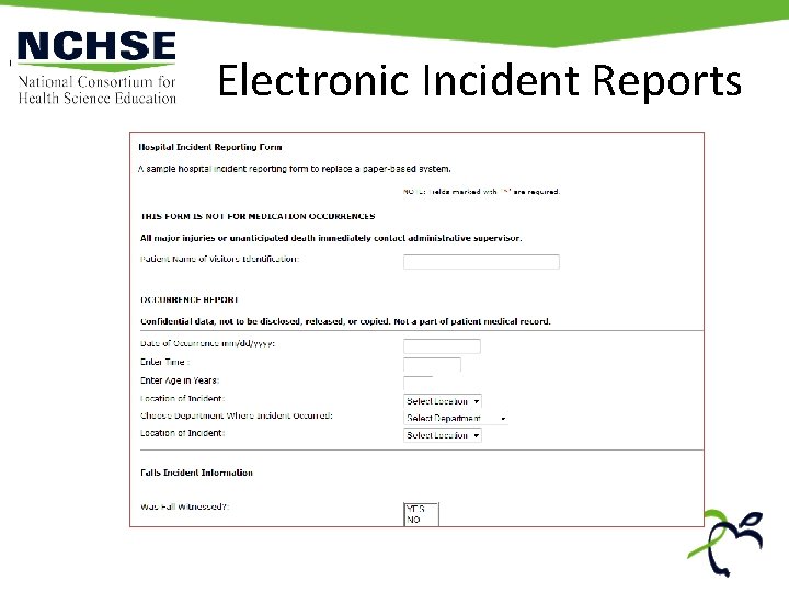 Electronic Incident Reports 