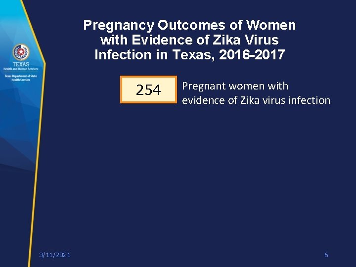 Pregnancy Outcomes of Women with Evidence of Zika Virus Infection in Texas, 2016 -2017 Pregnancy Outcomes of Women with Evidence of Zika Virus Infection in Texas, 2016 -2017