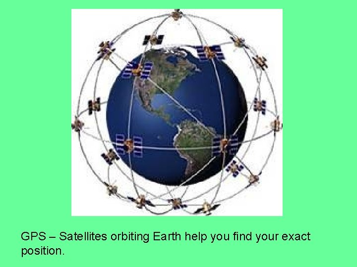 GPS – Satellites orbiting Earth help you find your exact position. 