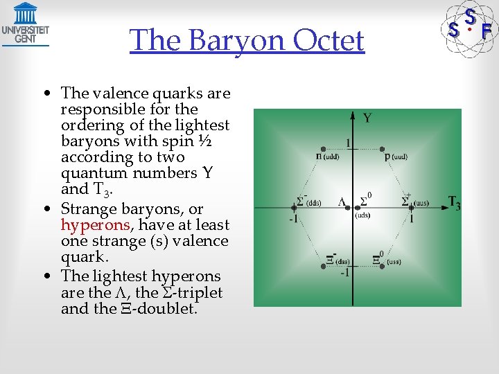 The Baryon Octet • The valence quarks are responsible for the ordering of the