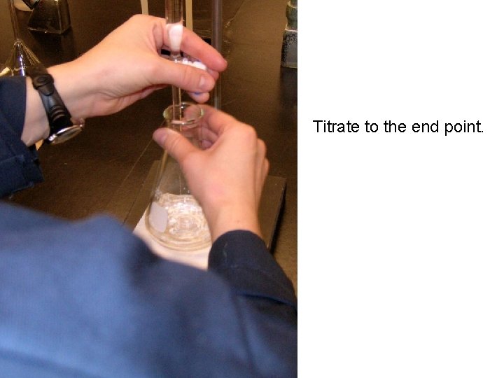 Titrate to the end point. 