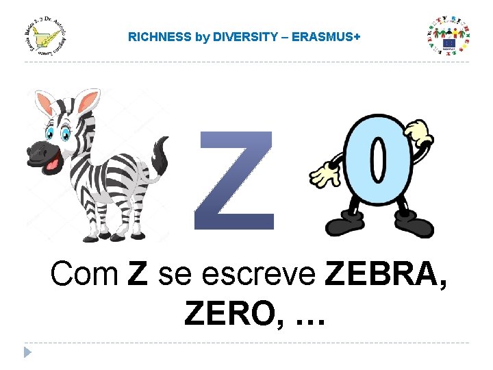RICHNESS by DIVERSITY – ERASMUS+ Com Z se escreve ZEBRA, ZERO, … RICHNESS by DIVERSITY – ERASMUS+ Com Z se escreve ZEBRA, ZERO, …