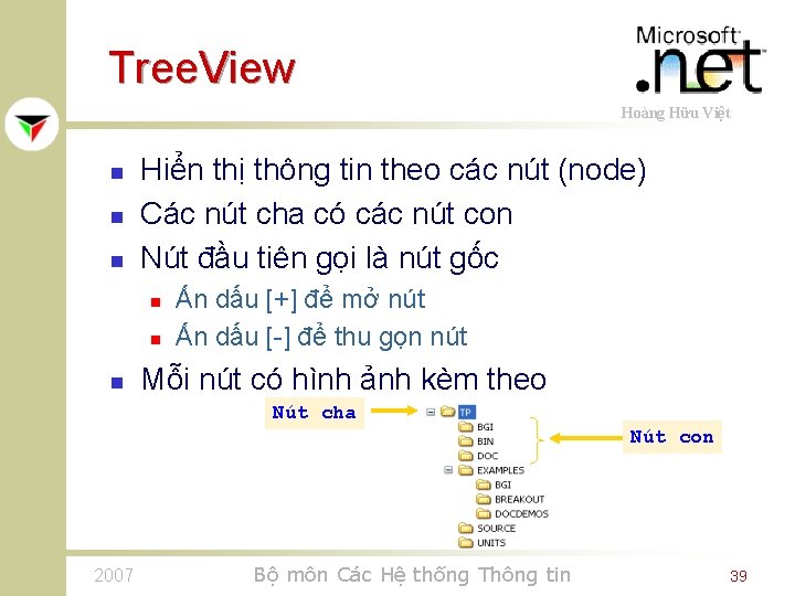 Tree. View Hoàng Hữu Việt n n n Hiển thị thông tin theo các