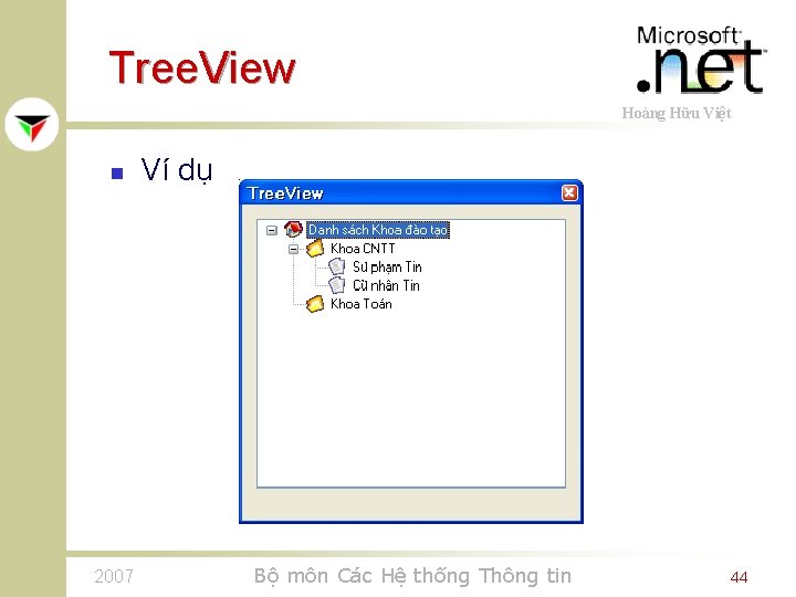 Tree. View Hoàng Hữu Việt n 2007 Ví dụ Bộ môn Các Hệ thống