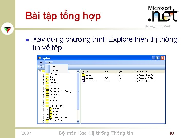 Bài tập tổng hợp Hoàng Hữu Việt n 2007 Xây dựng chương trình Explore