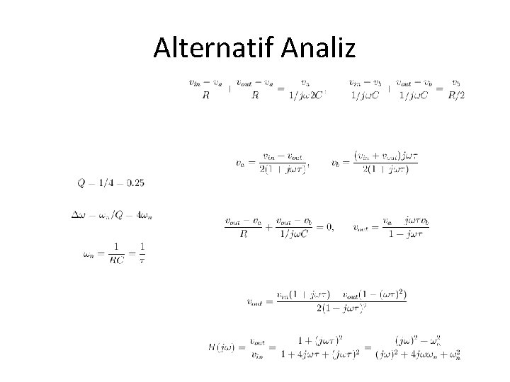 Alternatif Analiz 