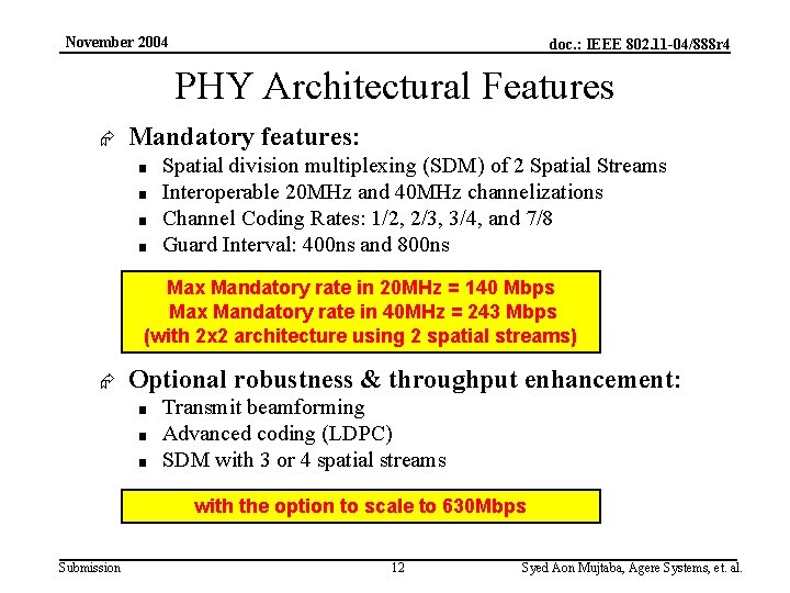 November 2004 doc. : IEEE 802. 11 -04/888 r 4 PHY Architectural Features Æ