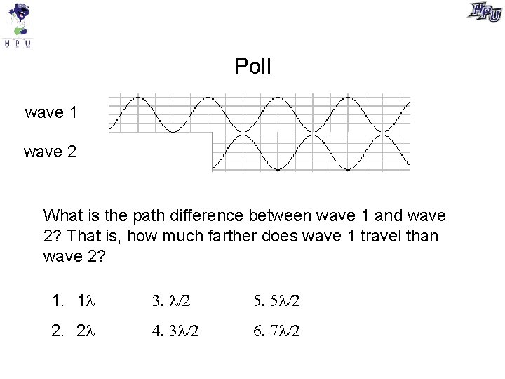 Poll wave 1 wave 2 What is the path difference between wave 1 and