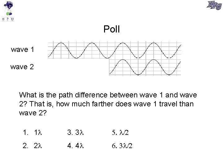 Poll wave 1 wave 2 What is the path difference between wave 1 and