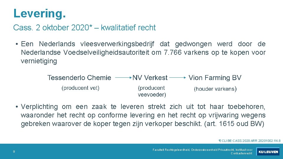 Levering. Cass. 2 oktober 2020* – kwalitatief recht • Een Nederlands vleesverwerkingsbedrijf dat gedwongen