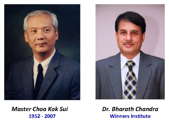 Master Choa Kok Sui 1952 - 2007 Dr. Bharath Chandra Winners Institute 