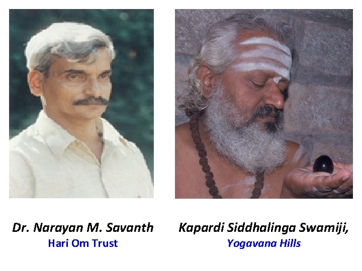Dr. Narayan M. Savanth Hari Om Trust Kapardi Siddhalinga Swamiji, Yogavana Hills 