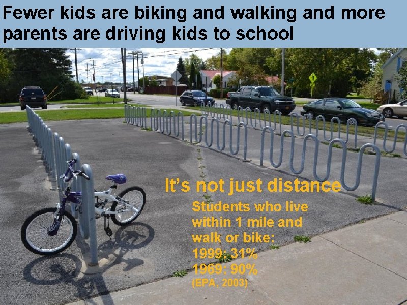 Fewer kids are biking and walking and more parents are driving kids to school