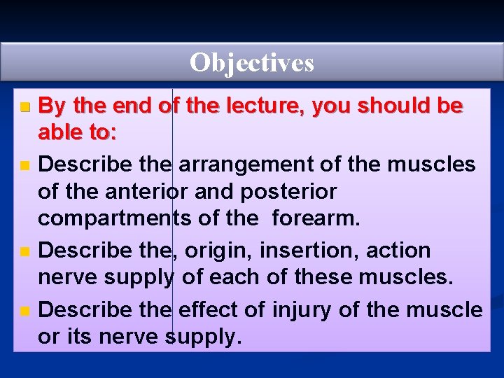 Objectives n n By the end of the lecture, you should be able to: Objectives n n By the end of the lecture, you should be able to: