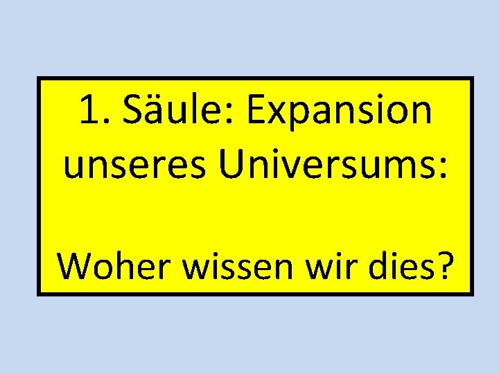 1. Säule: Expansion unseres Universums: Woher wissen wir dies? 