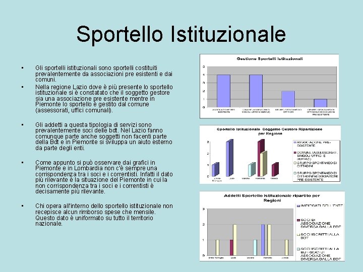 Sportello Istituzionale • • Gli sportelli istituzionali sono sportelli costituiti prevalentemente da associazioni pre