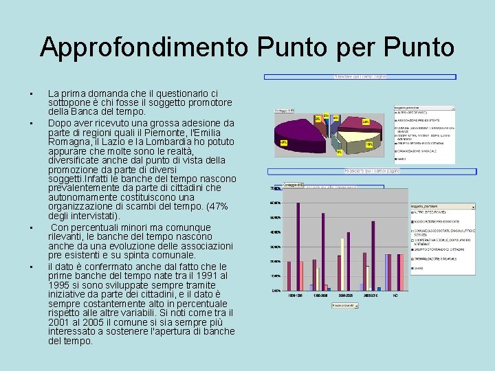 Approfondimento Punto per Punto • • La prima domanda che il questionario ci sottopone