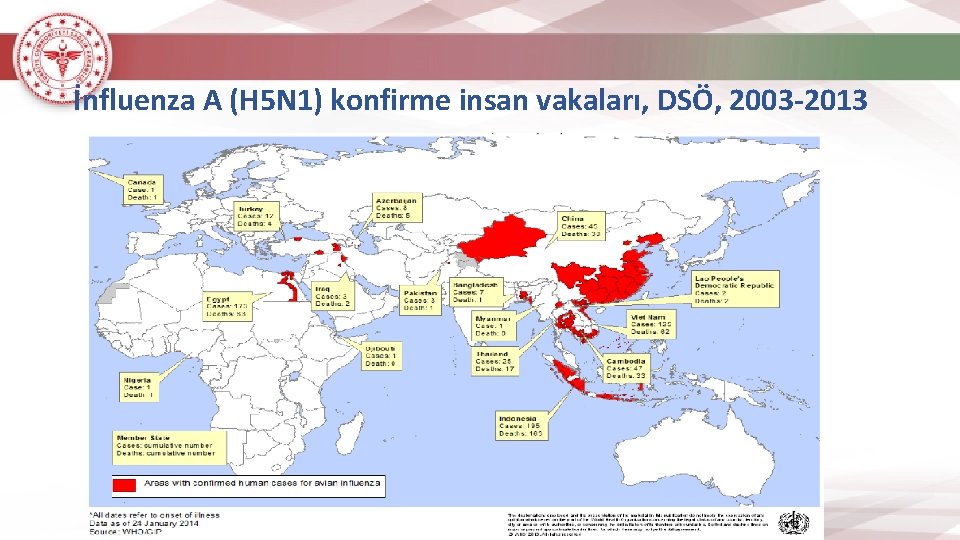 İnfluenza A (H 5 N 1) konfirme insan vakaları, DSÖ, 2003 -2013 