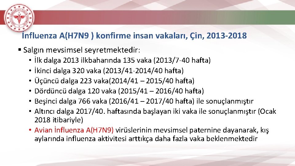 İnfluenza A(H 7 N 9 ) konfirme insan vakaları, Çin, 2013 -2018 § Salgın