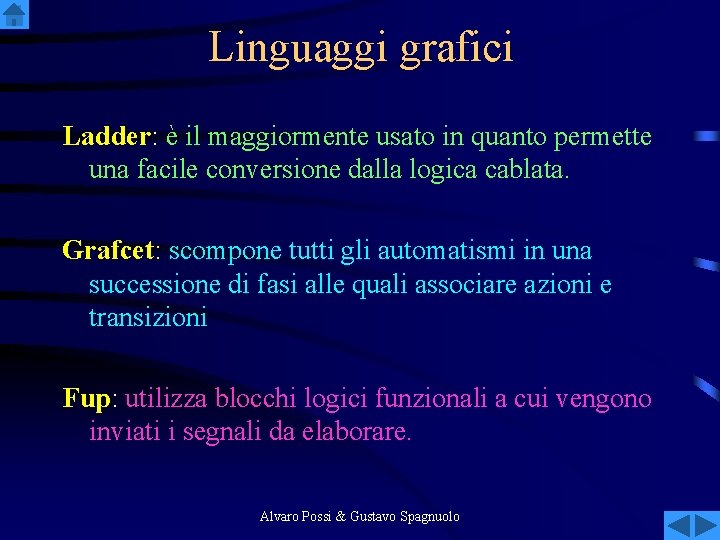 Linguaggi grafici Ladder: è il maggiormente usato in quanto permette una facile conversione dalla