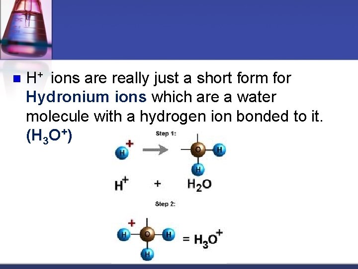 n H+ ions are really just a short form for Hydronium ions which are