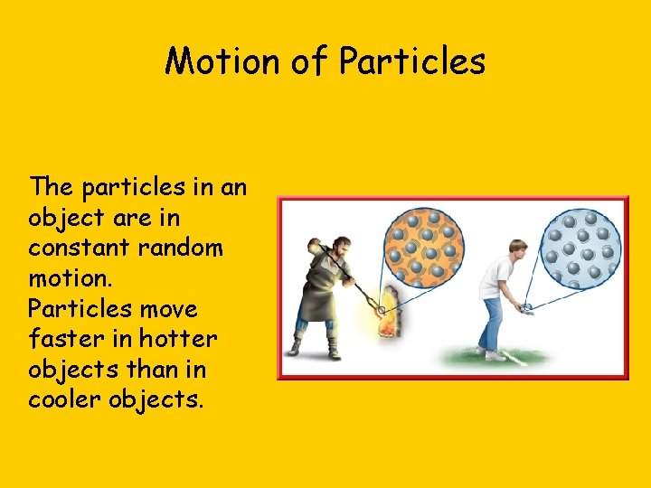 Motion of Particles The particles in an object are in constant random motion. Particles