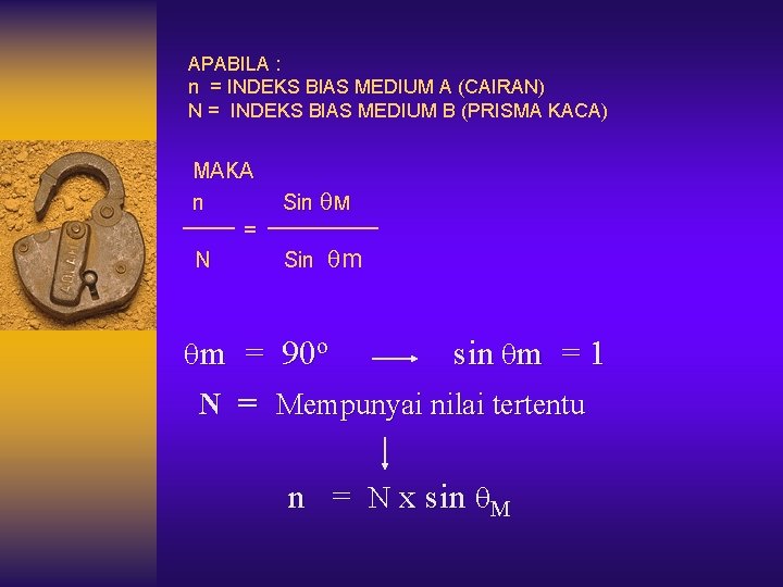 APABILA : n = INDEKS BIAS MEDIUM A (CAIRAN) N = INDEKS BIAS MEDIUM