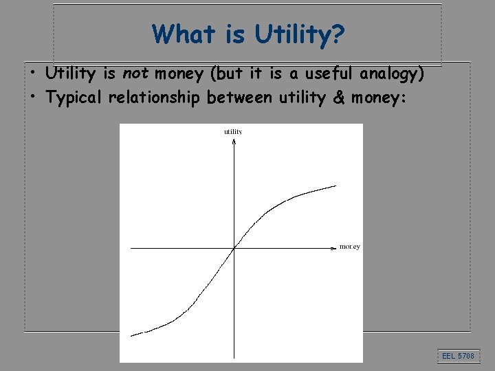 What is Utility? • Utility is not money (but it is a useful analogy) What is Utility? • Utility is not money (but it is a useful analogy)