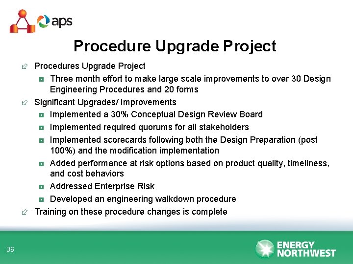 Procedure Upgrade Project ÷ Procedures Upgrade Project ◘ Three month effort to make large