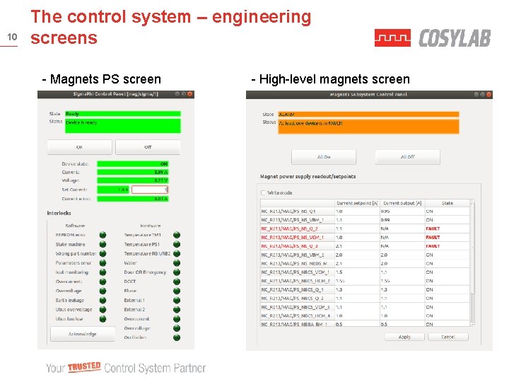 10 The control system – engineering screens - Magnets PS screen - High-level magnets
