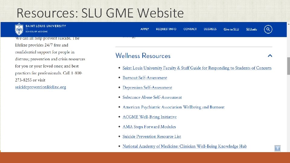 Resources: SLU GME Website 