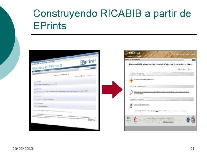 Construyendo RICABIB a partir de EPrints 06/05/2010 21 