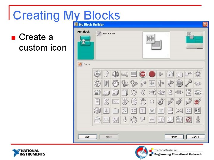 Creating My Blocks n Create a custom icon 