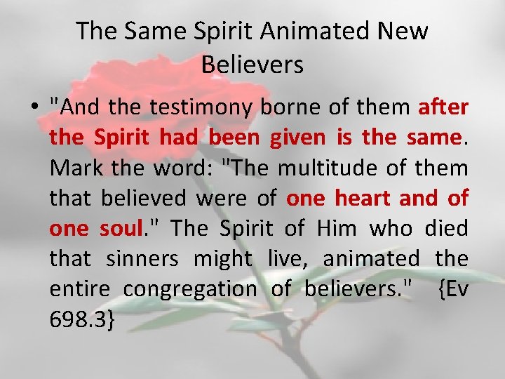 The Same Spirit Animated New Believers • "And the testimony borne of them after