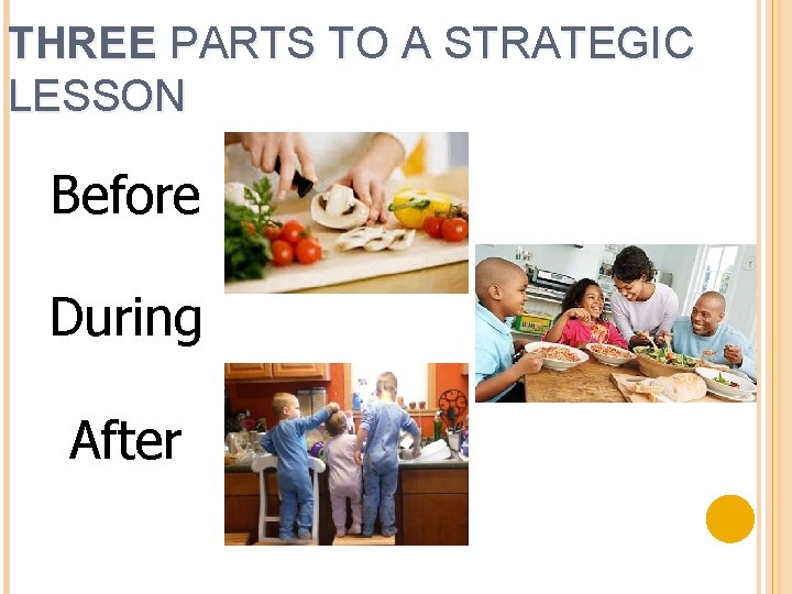 THREE PARTS TO A STRATEGIC LESSON Before During After 