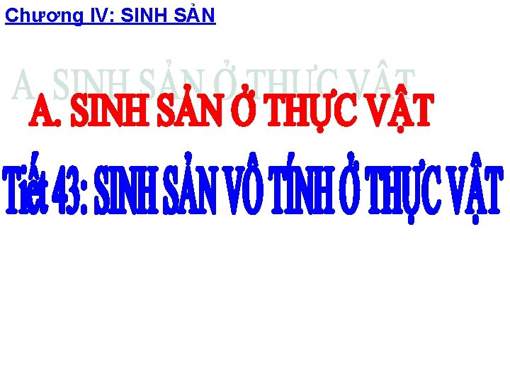 Chương IV: SINH SẢN 