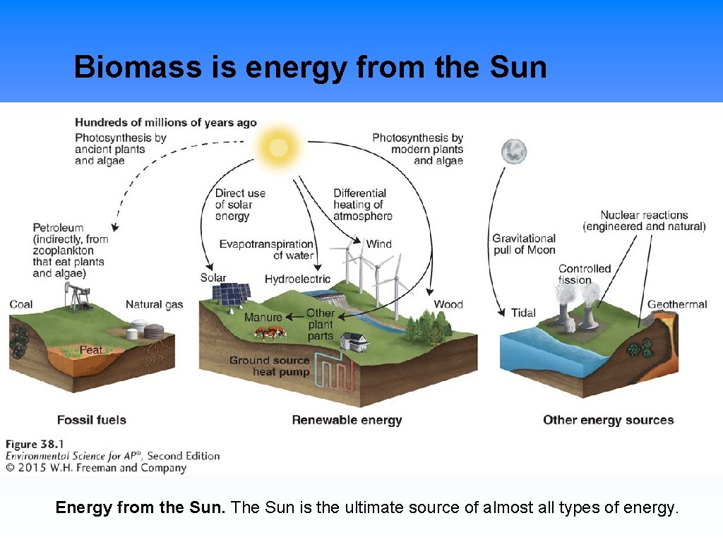  Biomass is energy from the Sun Energy from the Sun. The Sun is