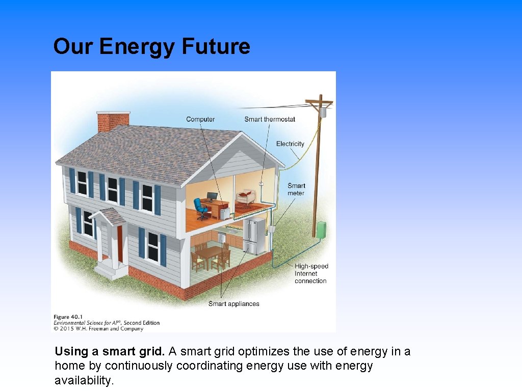 Our Energy Future Using a smart grid. A smart grid optimizes the use of
