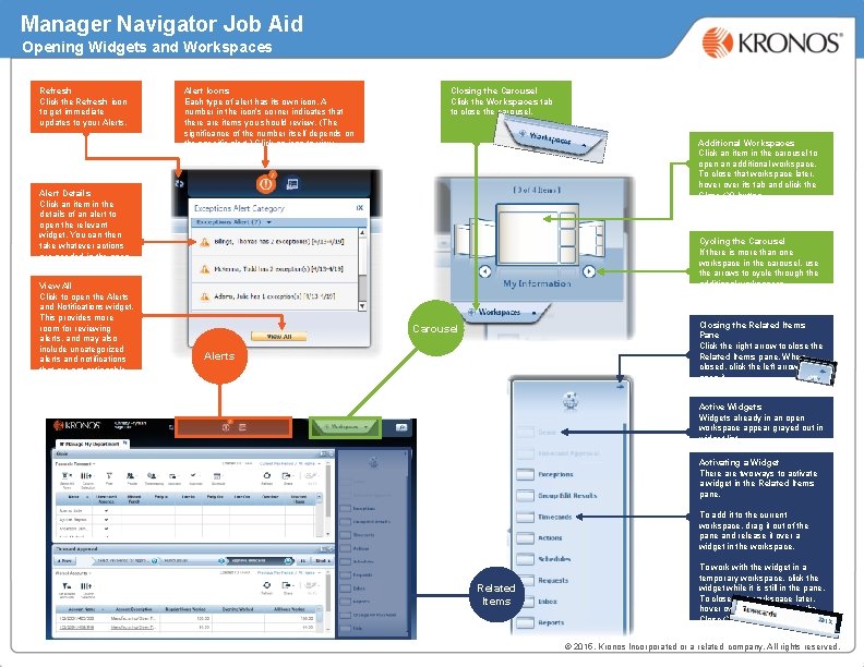 Manager Navigator Job Aid Opening Widgets and Workspaces Refresh Click the Refresh icon to