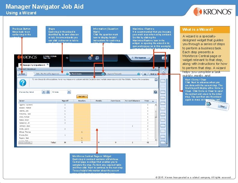 Manager Navigator Job Aid Parts of a Navigator