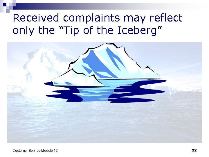 Received complaints may reflect only the “Tip of the Iceberg” Customer Service-Module 13 22